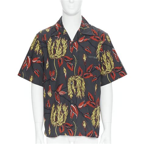 prada collar camp shirt|Prada floral.